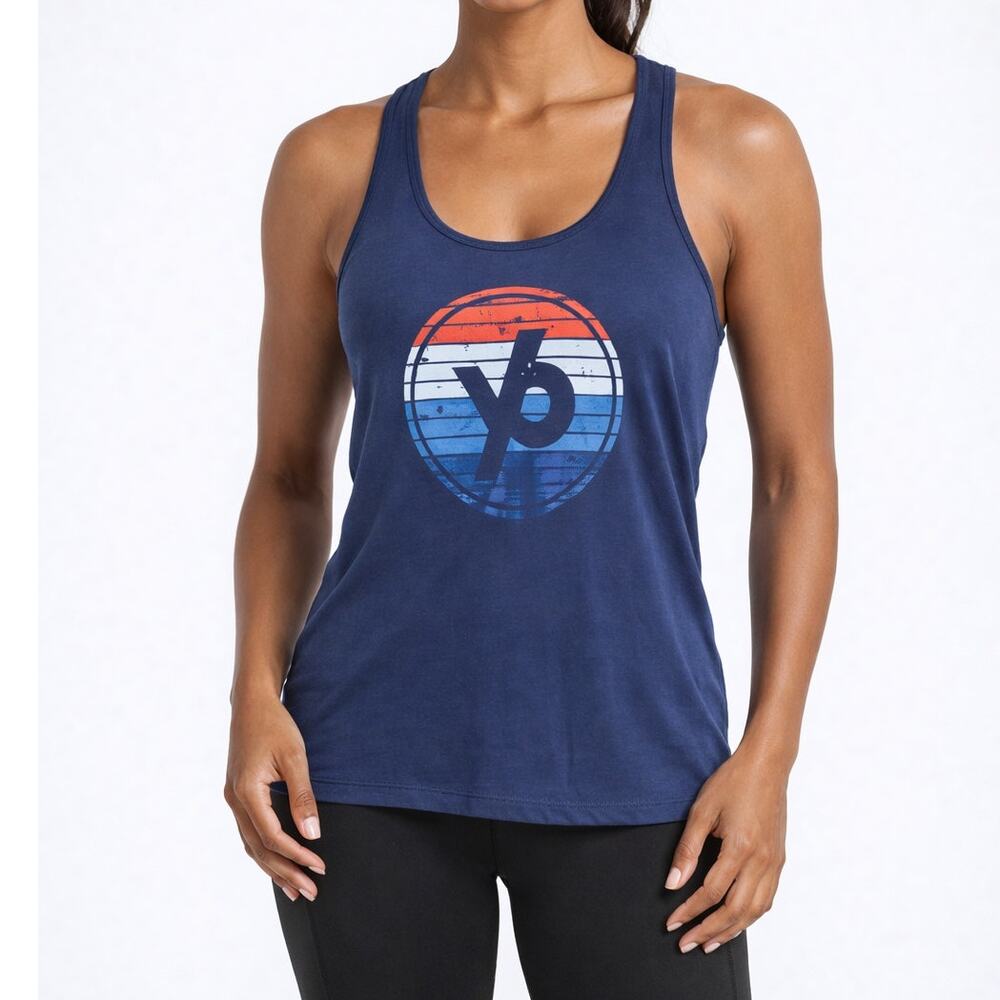 NEW YogaSix Y6 Womens Blue Racerback Tank Top Medium Workout Activewear